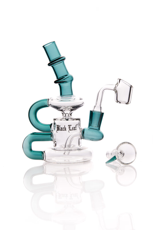 Black Leaf Recycler Dab Rig Ölbong mit Banger dunkelgrün