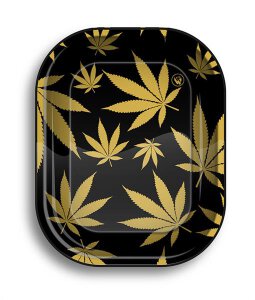 Metal Rolling Tray Leaves Gold