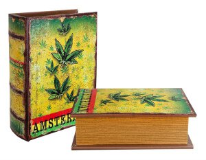 Aufbewahrungsbox aus Holz in Buchform gro&szlig; AMSTERDAM LEAF