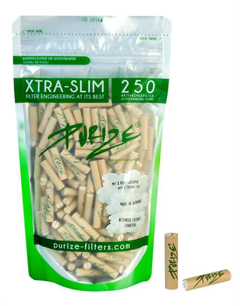 Purize XTRA Slim 250 St&uuml;ck Aktivkohlefilter &Oslash; 5,9mm verschiedene Farben