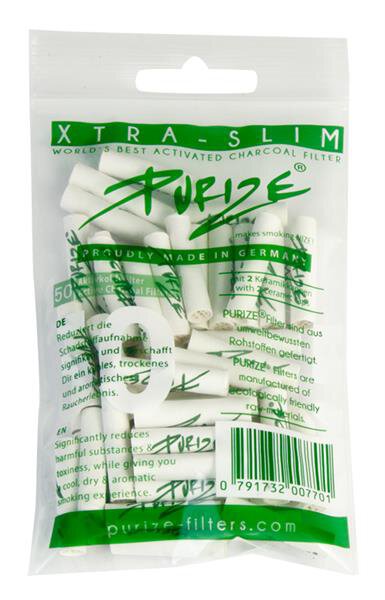 Purize XTRA Slim 50 St&uuml;ck Aktivkohlefilter &Oslash; 5,9mm verschiedene Farben