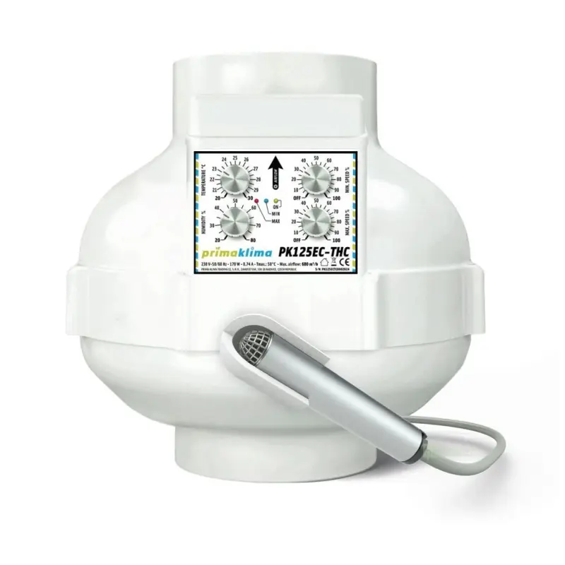 RVK 125 mm Prima Klima EC 680 m³/h Thermostat + Hygrostat und Drehzahlregler