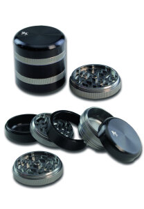 Alu Grinder Black Leaf 5tlg silber/schwarz 63 mm